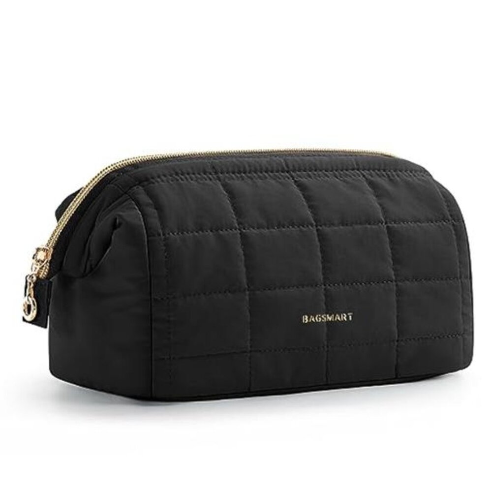 Wide Opening Makeup Bag Travel Toiletry Cosmetic Pouch Large Capacity Padded